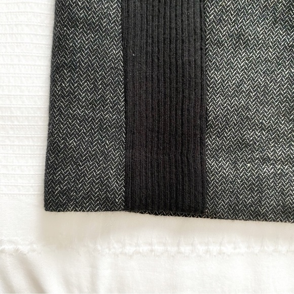 IRIS SETLAKWE WOOL LINEN BLEND GREY CHEVRON BLACK RIBBED INSERTION FORMAL DRESS - Picture 10 of 12